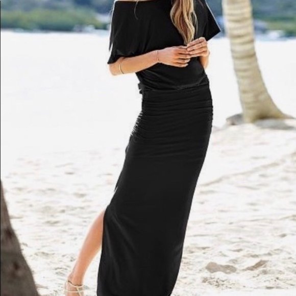 Victoria's Secret off shoulder maxi ruched dress